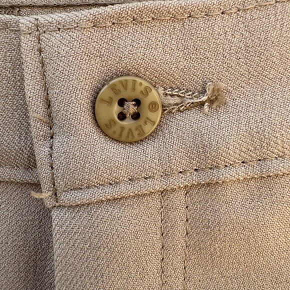 Levi Strauss Vintage 70s Womens Beige Flat Front Straight Leg Dress Pants 29 - Picture 3 of 9